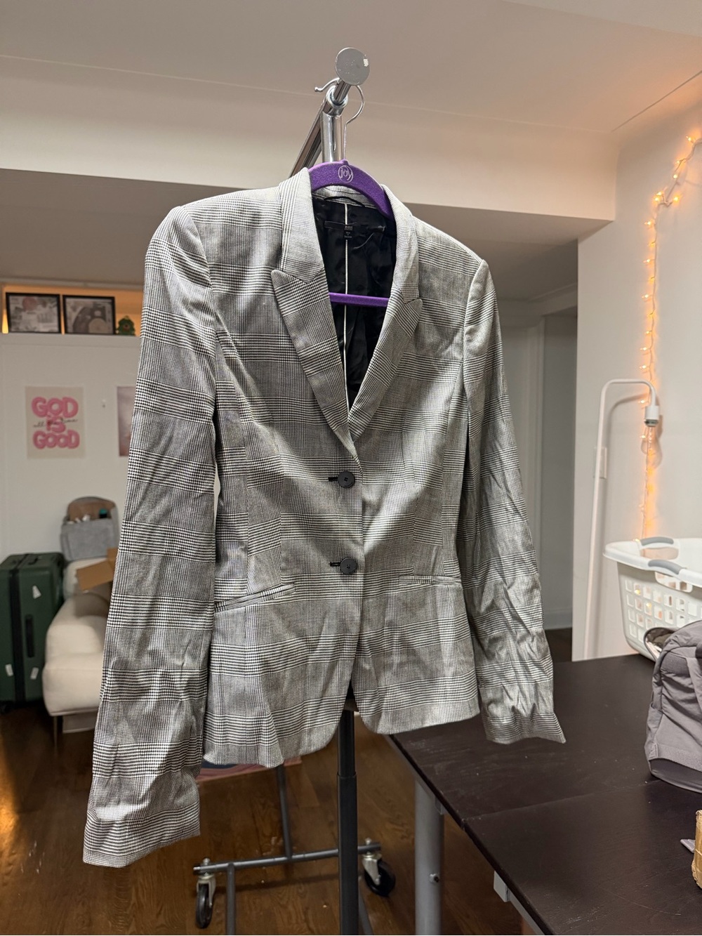 Hugo Boss Gray Glen Plaid Wool Blend Blazer